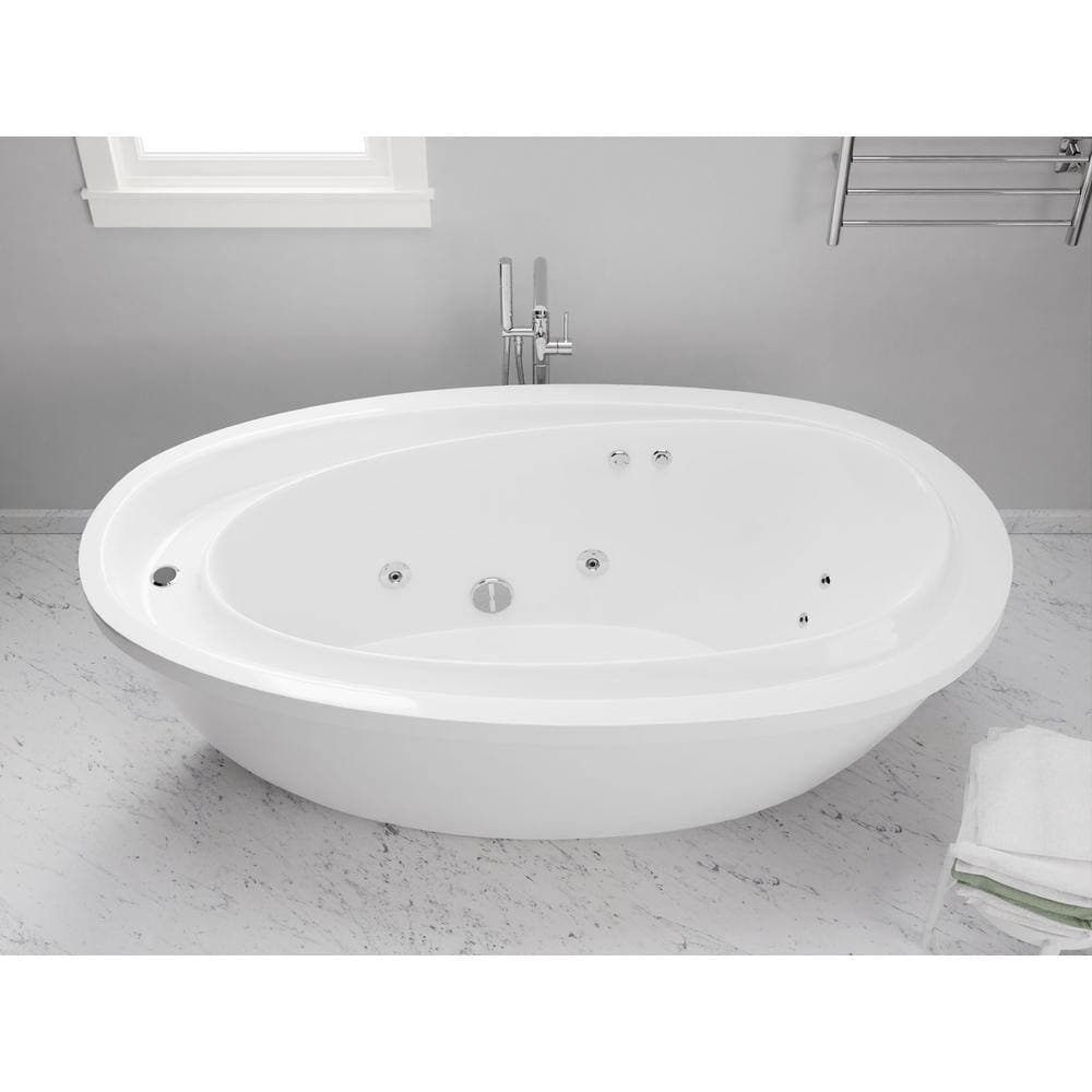 ANZZI Leni Series 71 in. x 38 in. Jetted Whirlpool 54 Gallon Capacity Freestanding Bathtub with Reversible Drain in White (3)