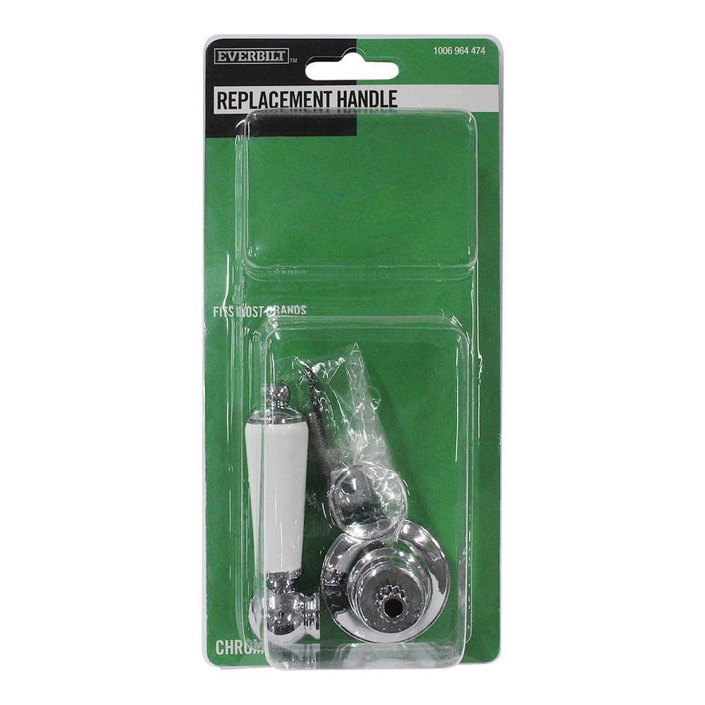 Everbilt Universal Shower Faucet Handle Replacement with Lever Design in White with Chrome Trim (2)