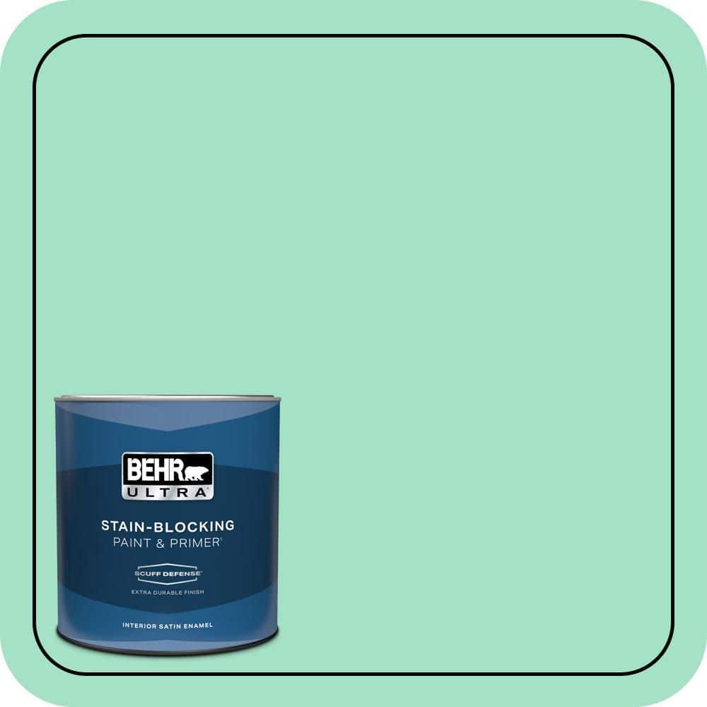 BEHR ULTRA 1 qt. #470A-3 Reef Green Extra Durable Satin Enamel Interior Paint & Primer