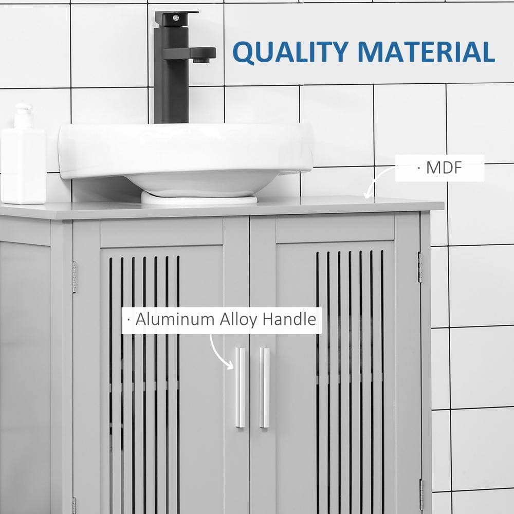 Tileon 24 x 24 in. Freestanding Bath Vanity Cabinet without Top in Gray, Vanity Base with Louvered Doors & Adjustable Shelves (2)