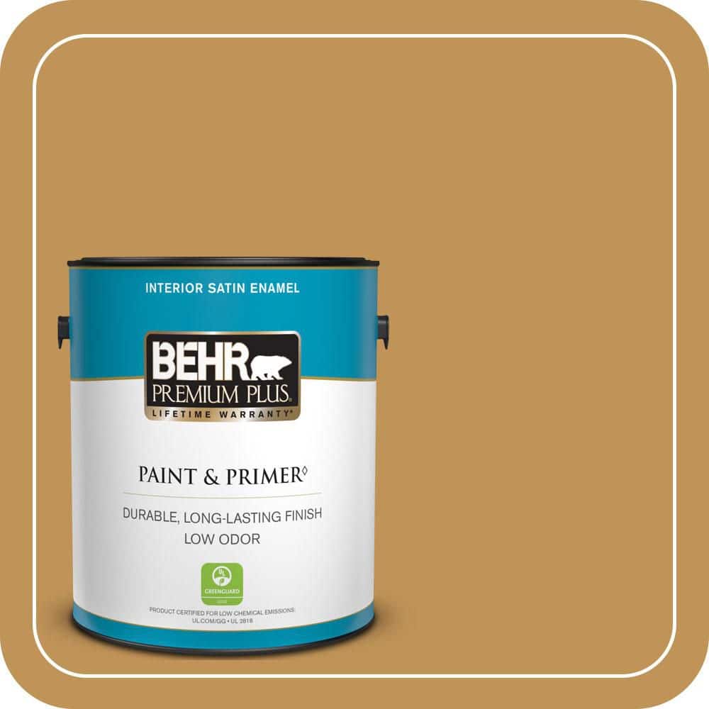 BEHR PREMIUM PLUS 1 gal. #T12-5 Lone Star Satin Enamel Low Odor Interior Paint & Primer