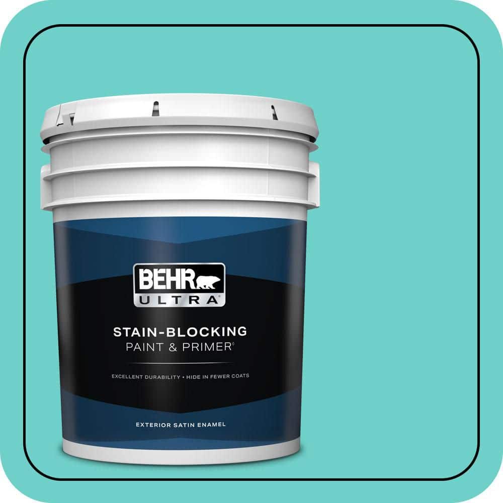 BEHR ULTRA 5 gal. #P450-4 Hidden Sea Glass Satin Enamel Exterior Paint & Primer