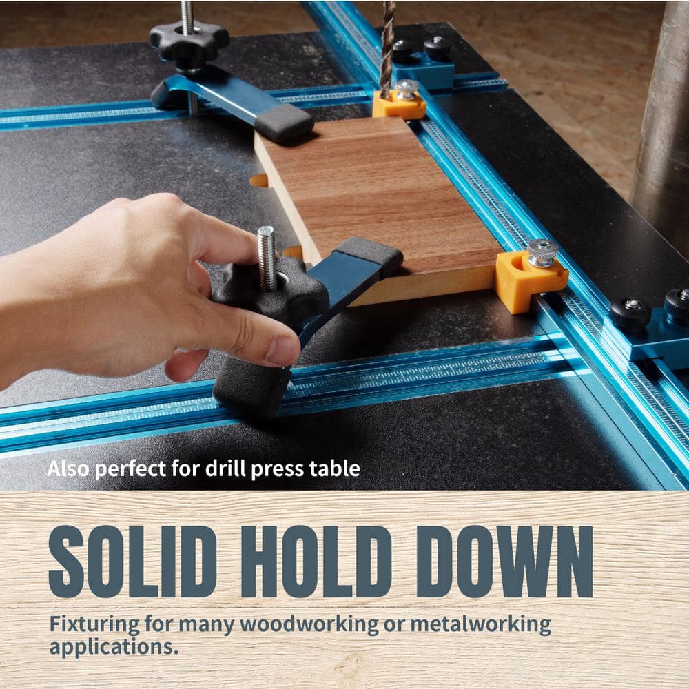 ‎POWERTEC 1/4 in.-20 T Track Knob Kit (10 Set) with 2-5-1/2 in. L Hold Down Clamps (2)