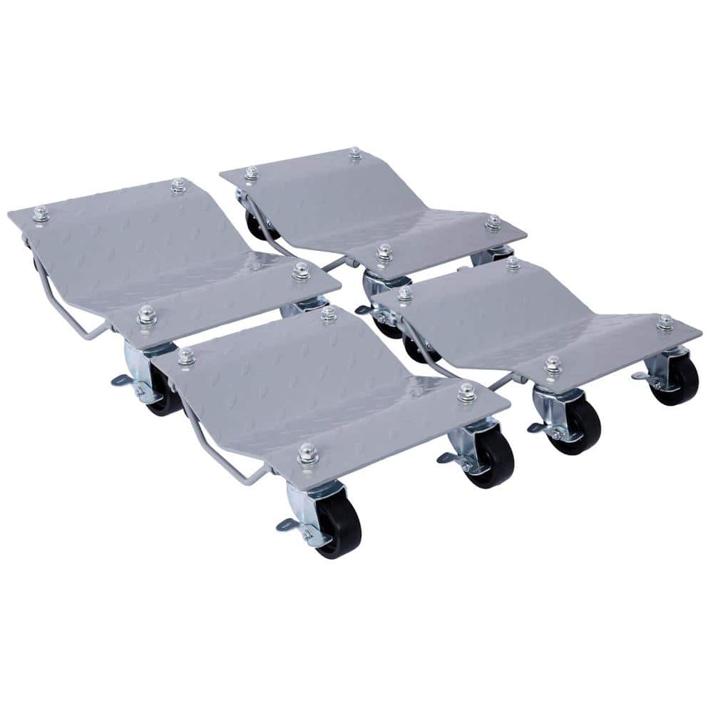 ANGELES HOME 6000 lbs. Capacity Car Dolly, Heavy-Duty 4-Tire Wheel Dolly, Silver (1)