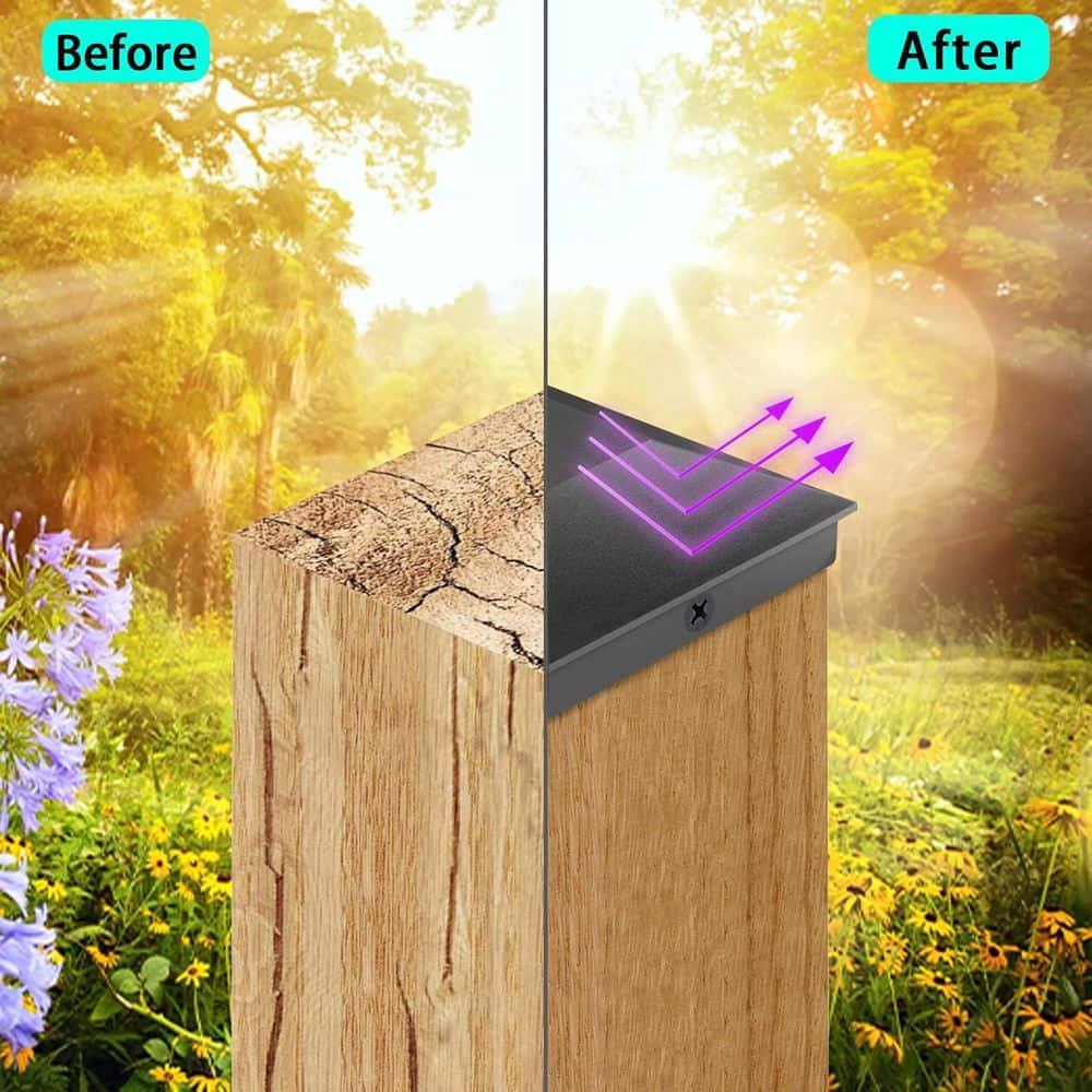 Afoxsos 4X4 Wood Fence Post Caps PP Plastic Water-Proof UV-Proof Keep Post and Rotting 12-Pack Black Cable Railing System (3)
