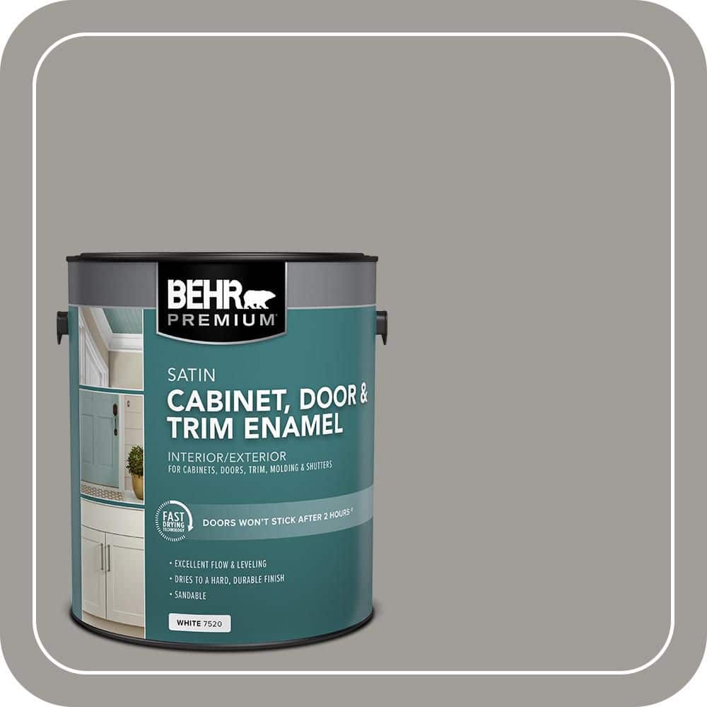 BEHR PREMIUM 1 gal. #BNC-17 Casual Gray Satin Enamel Interior/Exterior Cabinet, Door & Trim Paint