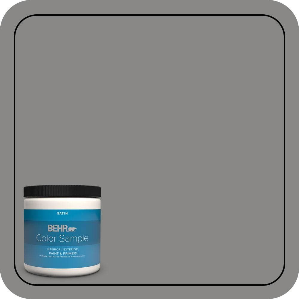 BEHR PREMIUM PLUS 8 oz. #PPU26-04 Falcon Gray Satin Enamel Interior/Exterior Paint & Primer Color Sample