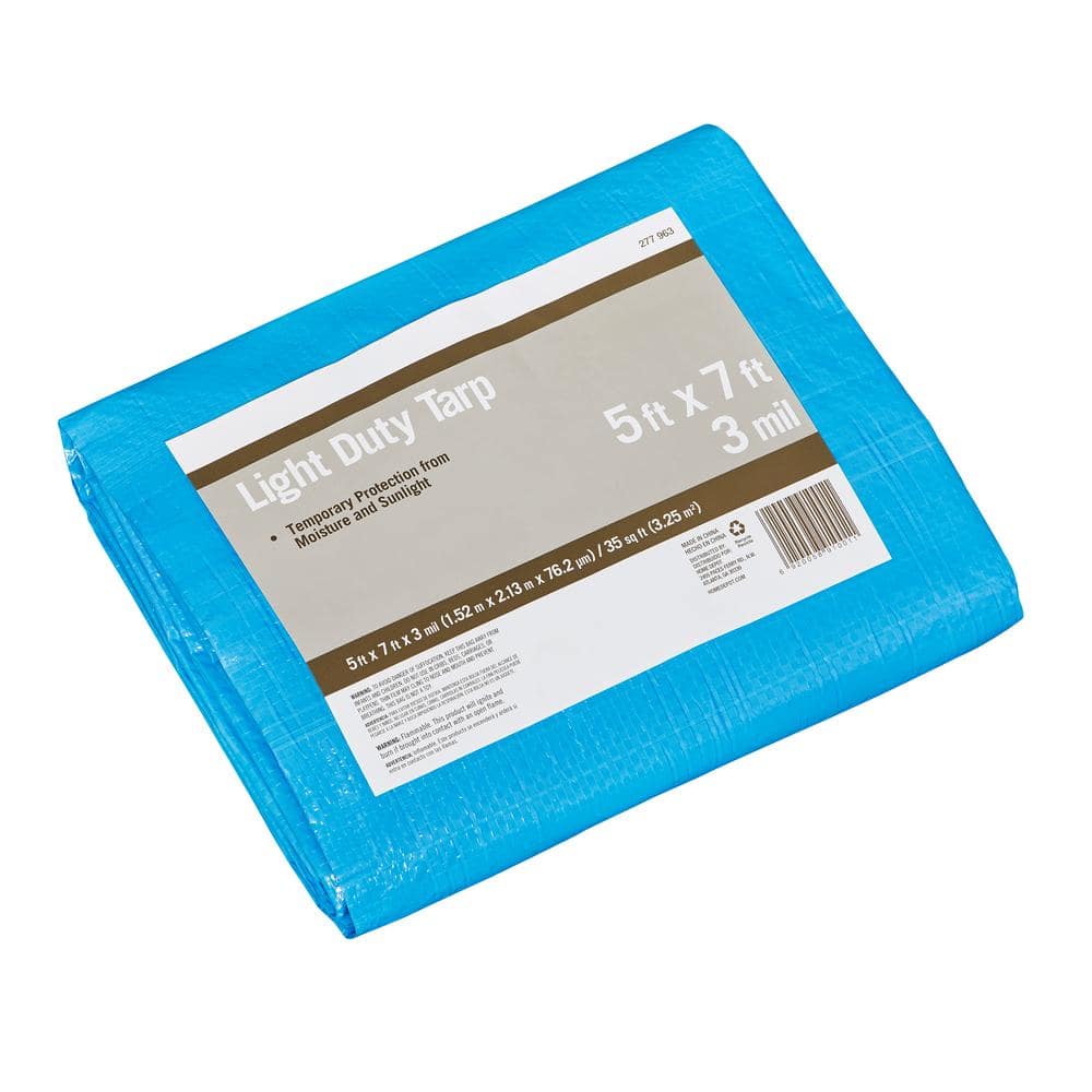 PRIVATE BRAND UNBRANDED Light Duty 3mil 5 ft. W x 7 ft. L All Purpose Blue Tarp