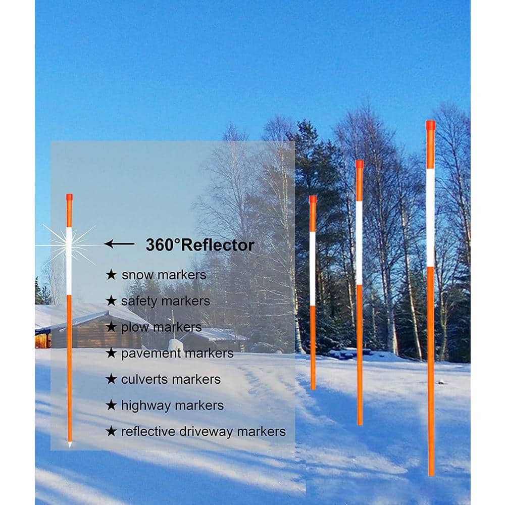 FiberMarker Reflective Driveway Markers 48 in. Orange 50-Pack 1/4 in. Dia Hollow Snow Poles Snow Markers (3)