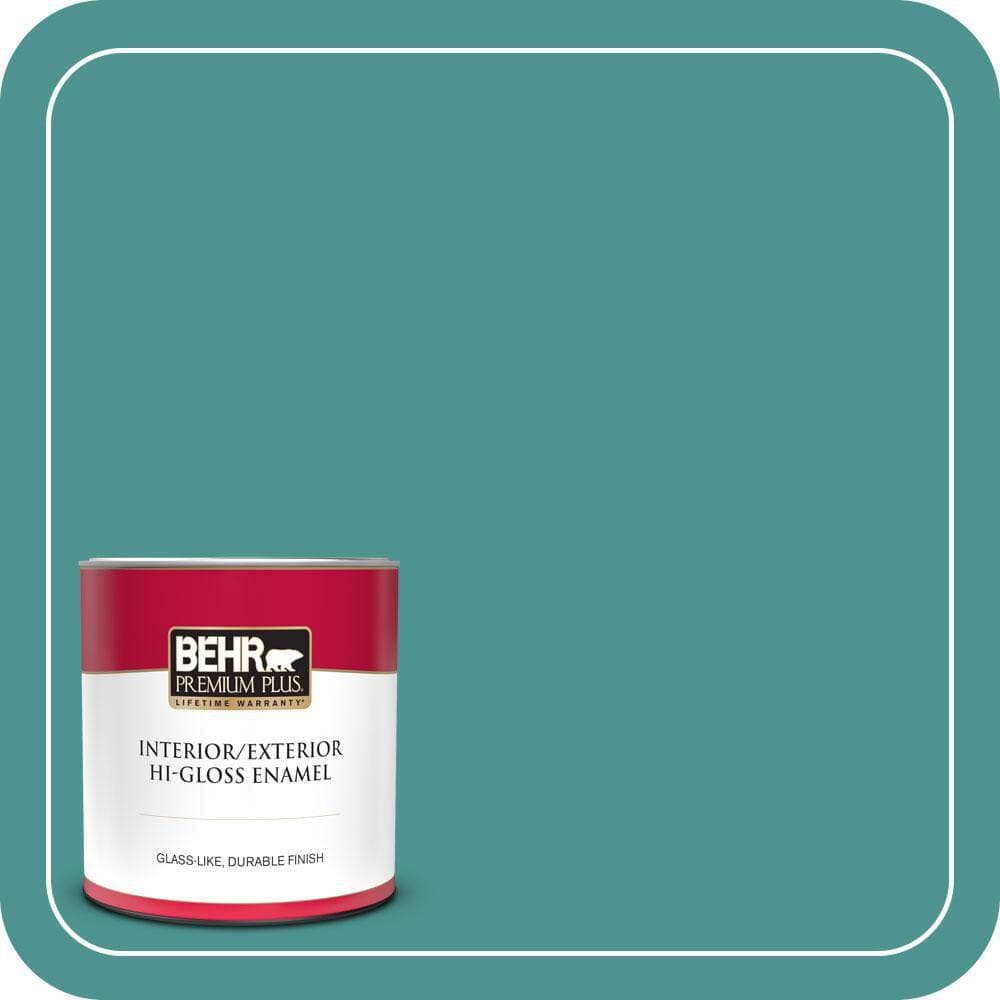 BEHR PREMIUM PLUS 1 qt. #500D-6 Mirage Lake Hi-Gloss Enamel Interior/Exterior Paint & Primer (1)