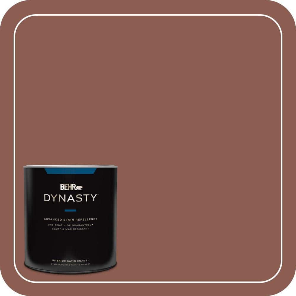 BEHR DYNASTY 1 qt. #S170-6 Red Curry One-Coat Hide Satin Enamel Interior Stain-Blocking Paint and Primer