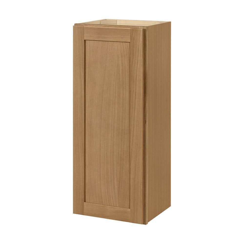 Hampton Bay Avondale 15 in. W x 12 in. D x 36 in. H Ready to Assemble Plywood Shaker Wall Kitchen Cabinet in White Oak