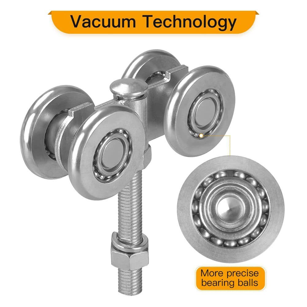 Unbranded 4 in. Flat Round Silent Smooth Anti-Rust Heavy Duty Barn Shed Sliding Door Roller Assembly for Hanging Track (2)