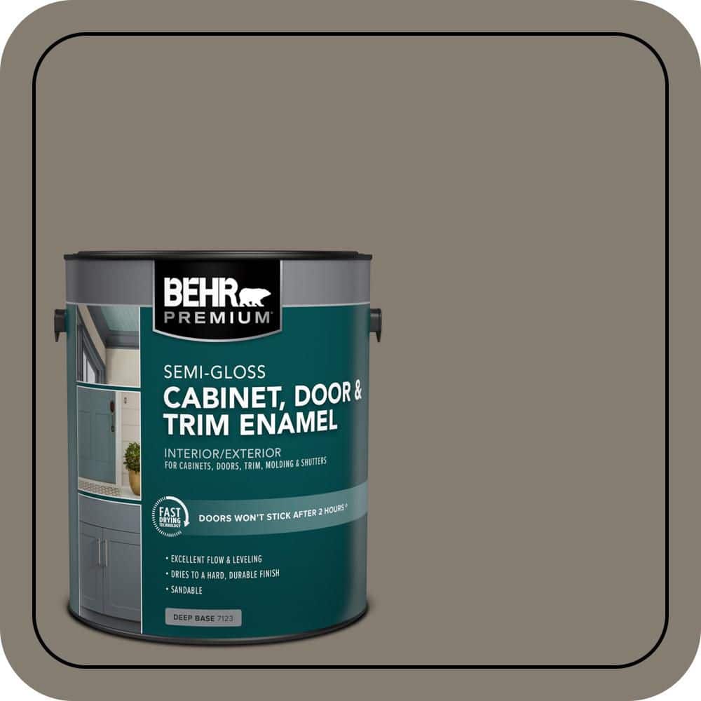 BEHR PREMIUM 1 gal. #MQ2-53 Smoky Trout Semi-Gloss Enamel Interior/Exterior Cabinet, Door & Trim Paint