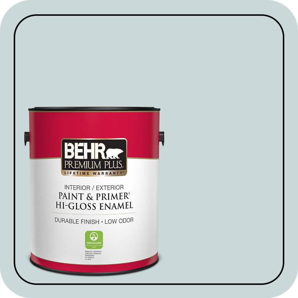 BEHR PREMIUM PLUS 1 gal. #PPU13-16 Offshore Mist Hi-Gloss Enamel Interior/Exterior Paint & Primer (1)