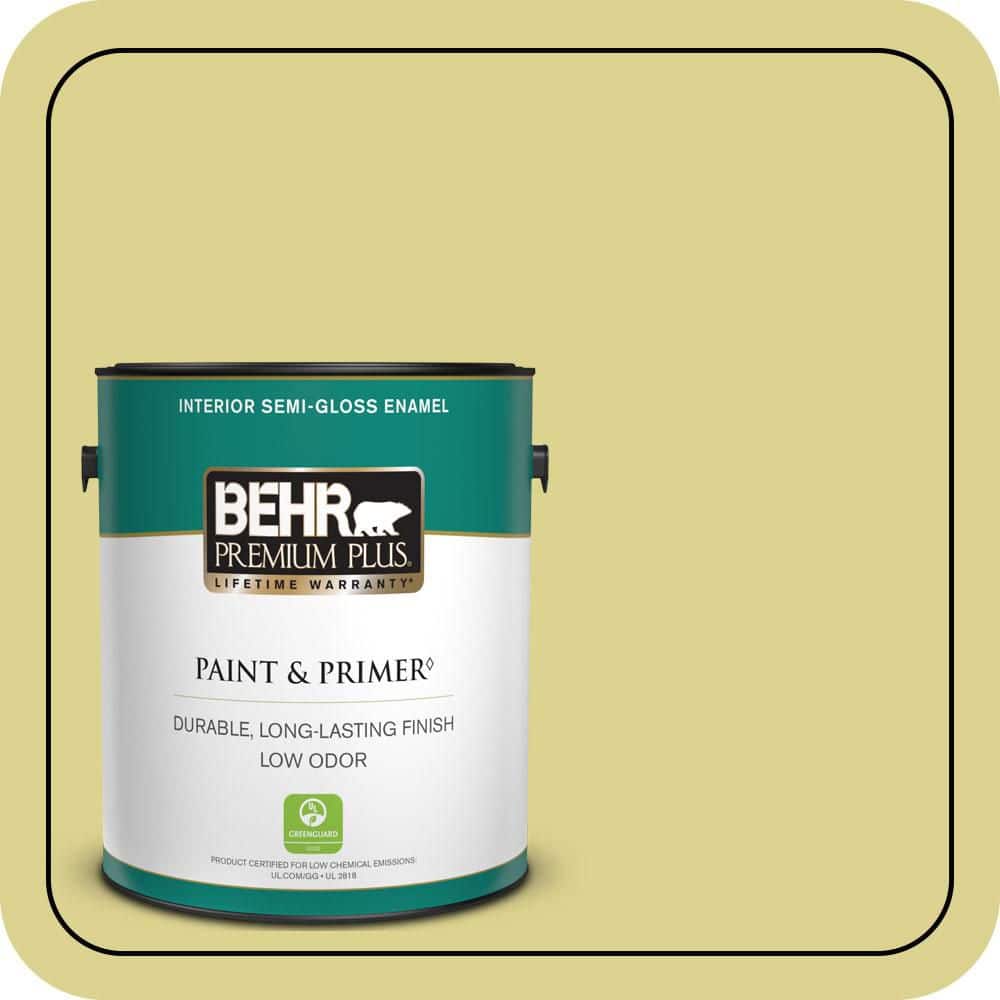 BEHR PREMIUM PLUS 1 gal. #T17-16 Thats My Lime Semi-Gloss Enamel Low Odor Interior Paint & Primer