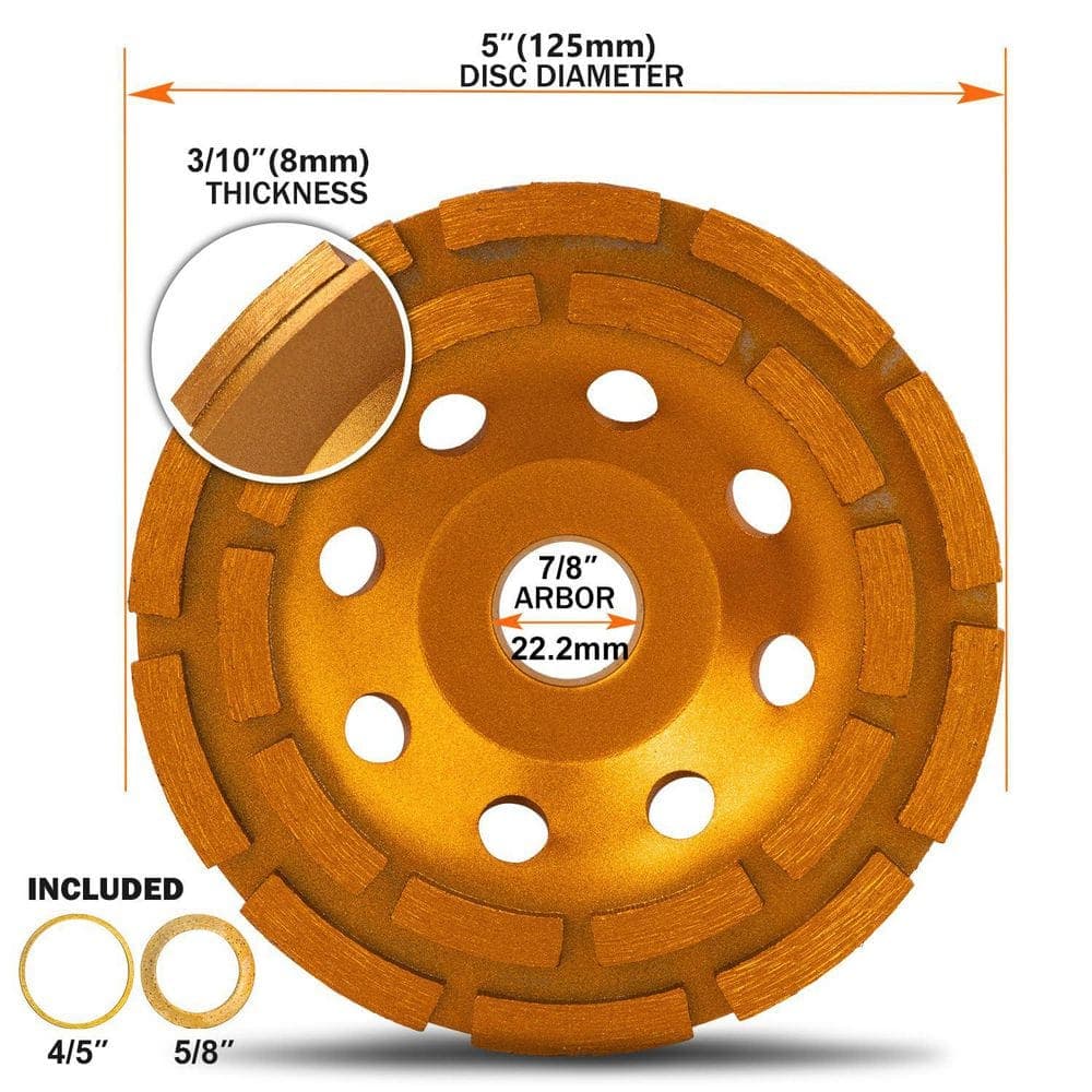 NVNOO 5 in. Diamond Concrete Grinding Wheel for Polishing and Cleaning Stone Concrete Cement Marble Surface, Gold (3)