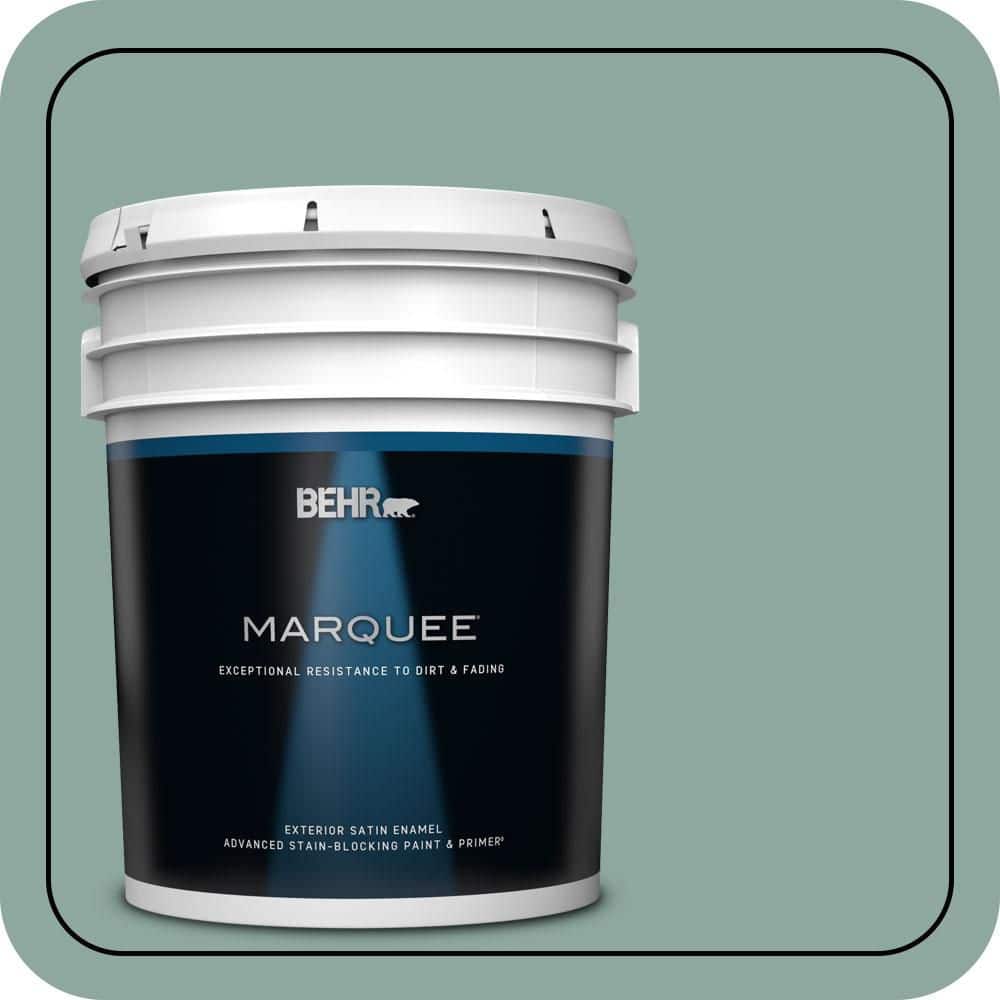 BEHR MARQUEE 5 gal. #S430-4 Green Meets Blue Satin Enamel Exterior Paint & Primer