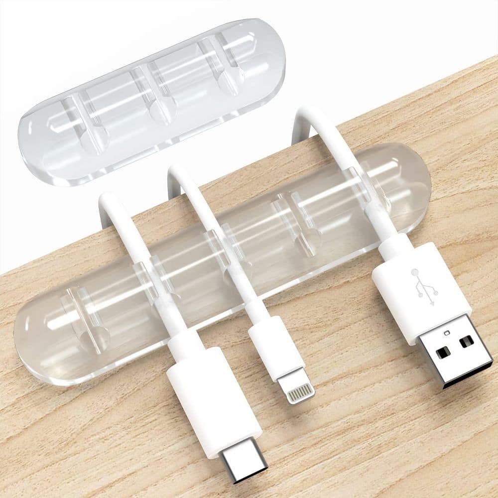 Yichuhaoxi Clear Cable Clips Cord Organizer Silicone Wire Holder Adhesive Desk Management Clips for Home Office 2-Pack (2)