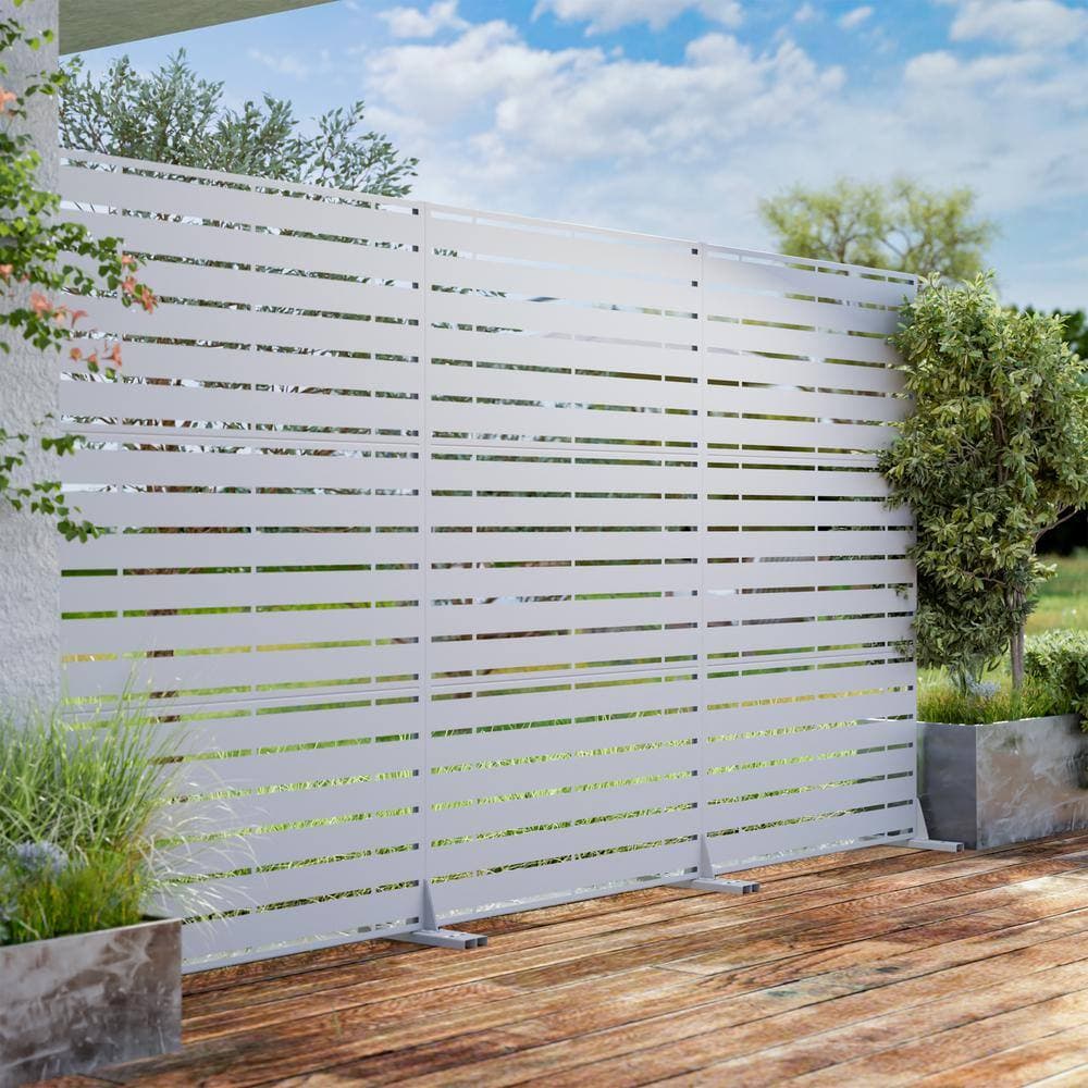 Dovelina 72 in. Benjamin Metal Outdoor Garden Fence Privacy Screen Garden Screen Panels in White (3)