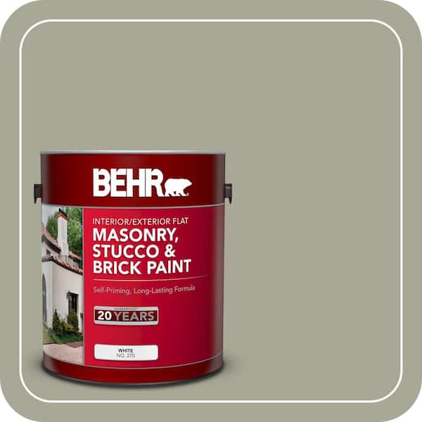 BEHR 1 gal. #PPU10-16 Simply Sage Flat Interior/Exterior Masonry, Stucco and Brick Paint (2)