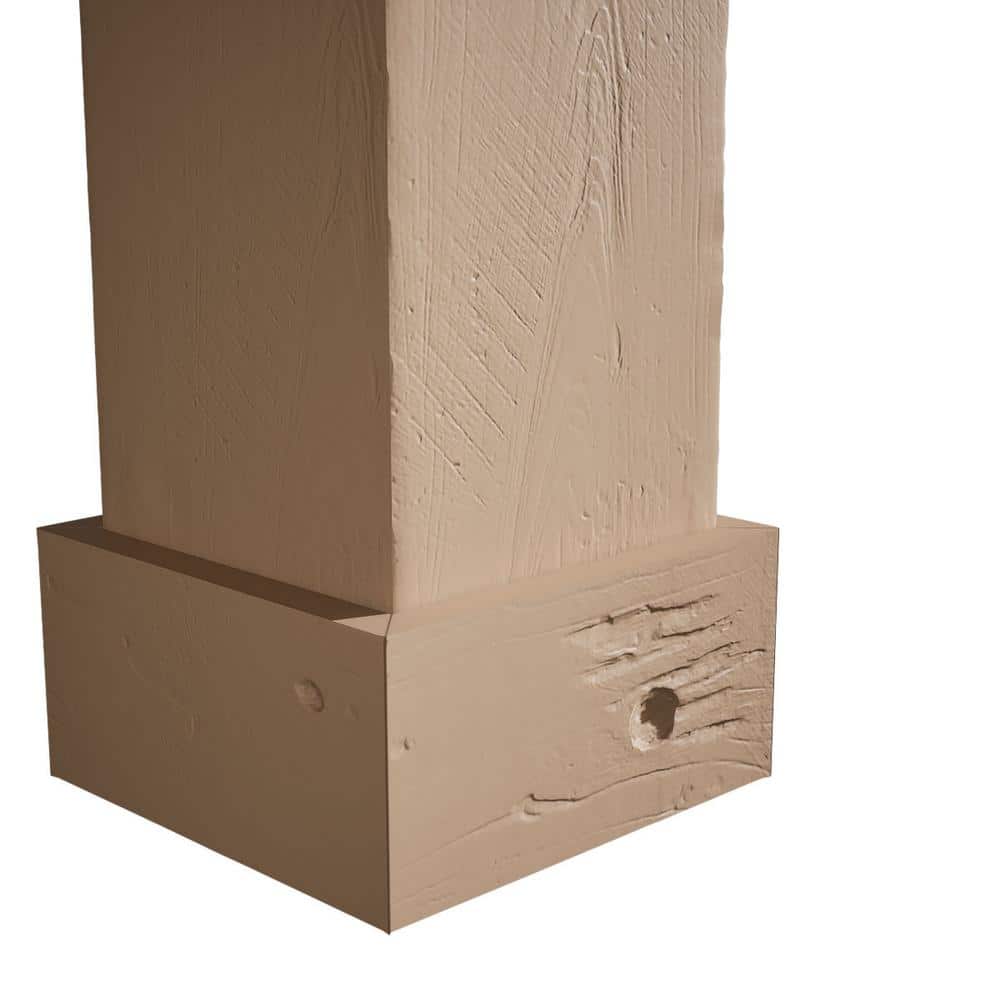 Ekena Millwork 9 ft. Endurathane Faux Wood Non-Tapered Square Column Wrap w/ Standard Capital & Base (4)