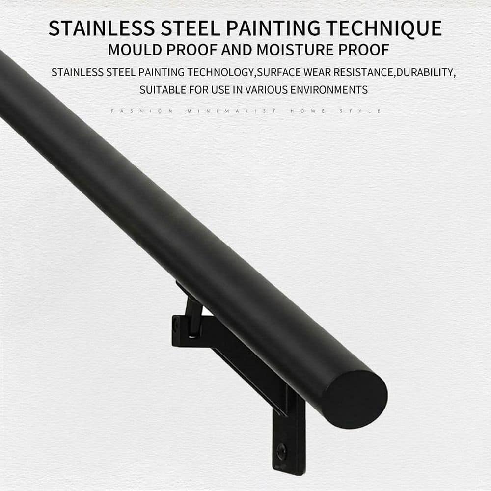 Unbranded 14 in. Aluminum Handrail for Cable Railing System Kit with Adjustable 304 Stainless Steel Brackets Matte Black (3)