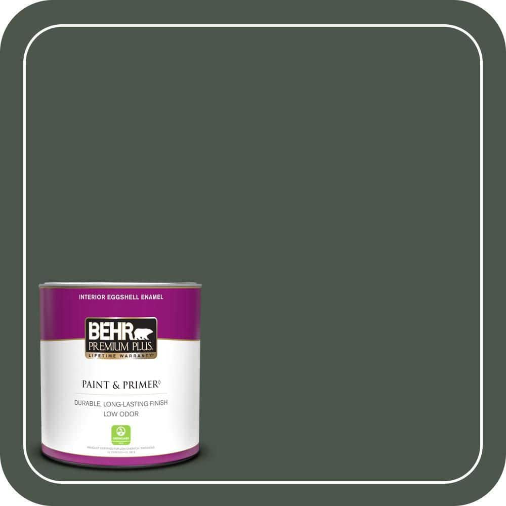 BEHR PREMIUM PLUS #PMD-66 Deep Evergreen Flat Interior/Exterior Paint & Primer Color Sample (1)