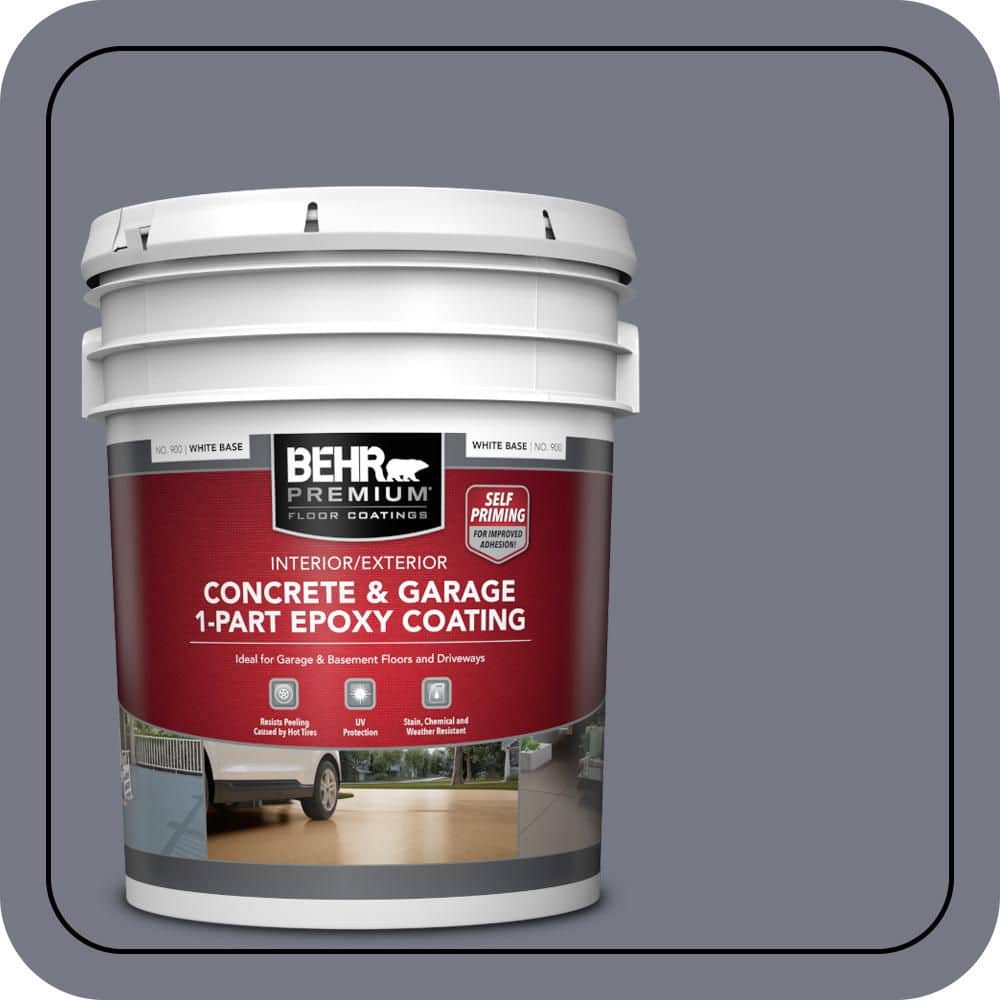 BEHR PREMIUM 5 gal. #N540-5 Infamous Self-Priming 1-Part Epoxy Satin Interior/Exterior Concrete and Garage Floor Paint (1)