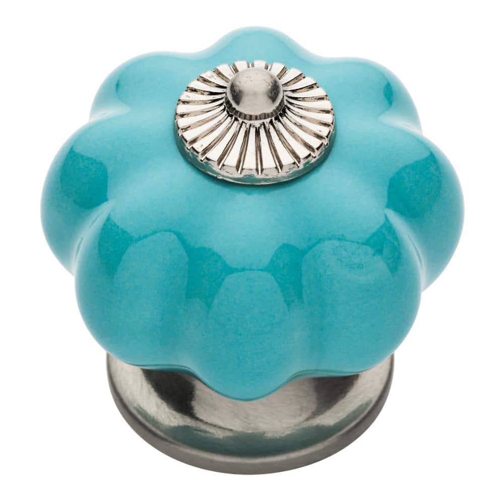 Liberty Ceramic Melon 1-1/2 in. (38 mm) Navy Blue Round Cabinet Knob (1)