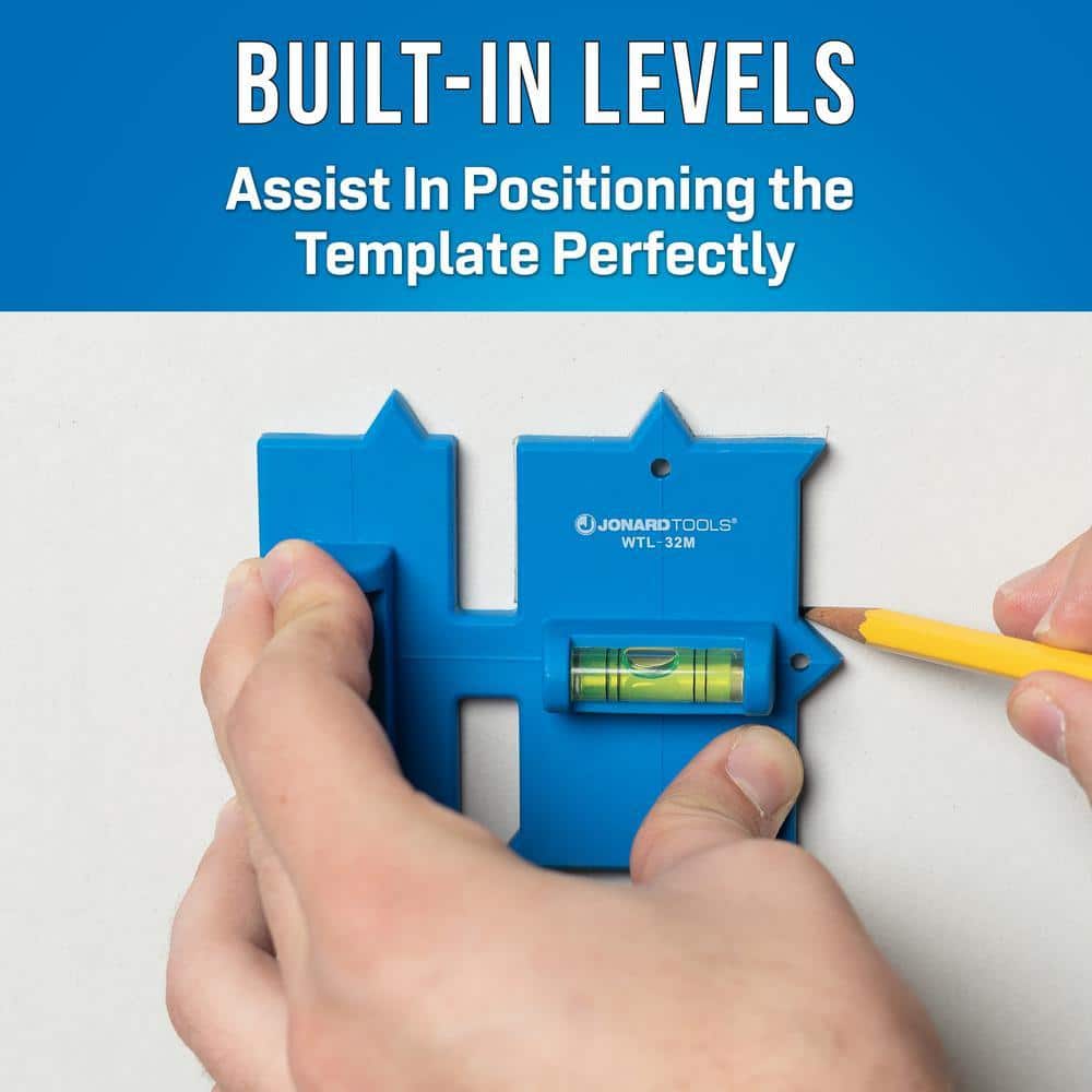 JONARD TOOLS Wall Box Template and Level for Metal Boxes, 1-Gang and 2-Gang (3)
