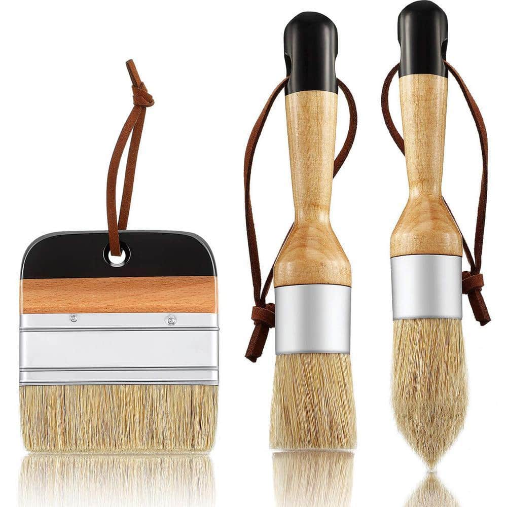 Dyiom Chalk brush Oval brush for acrylic painting Bristle stencil brush, set of three (1)