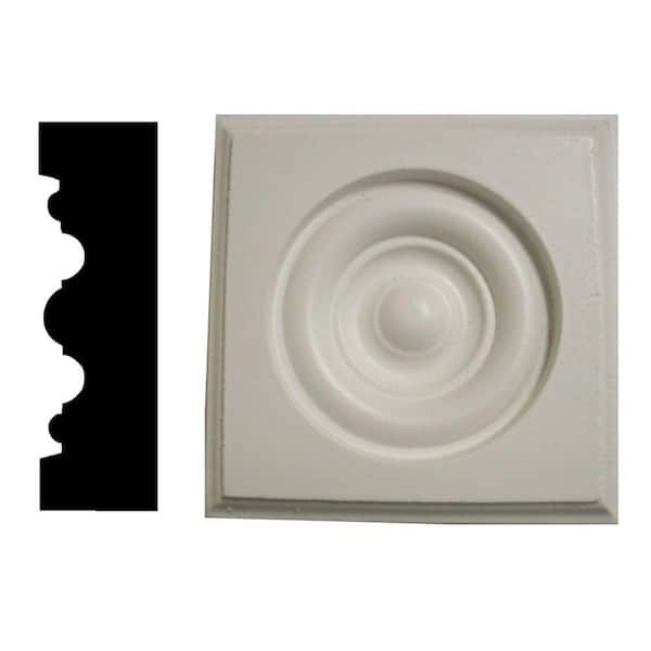Unbranded 1 in. x 3-1/2 in. x 3-1/2 in. Primed MDF Bullseye Corner Block Moulding