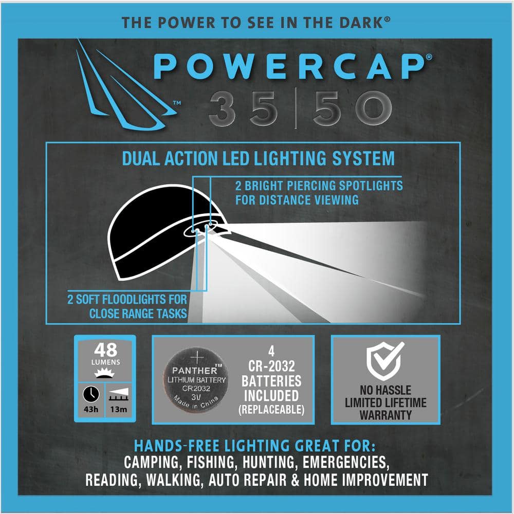 Panther Vision POWERCAP LED Beanie Cap 35/50 Ultra-Bright Hands Free LED Lighted Battery Powered Headlamp Hat - Black Fleece (2)