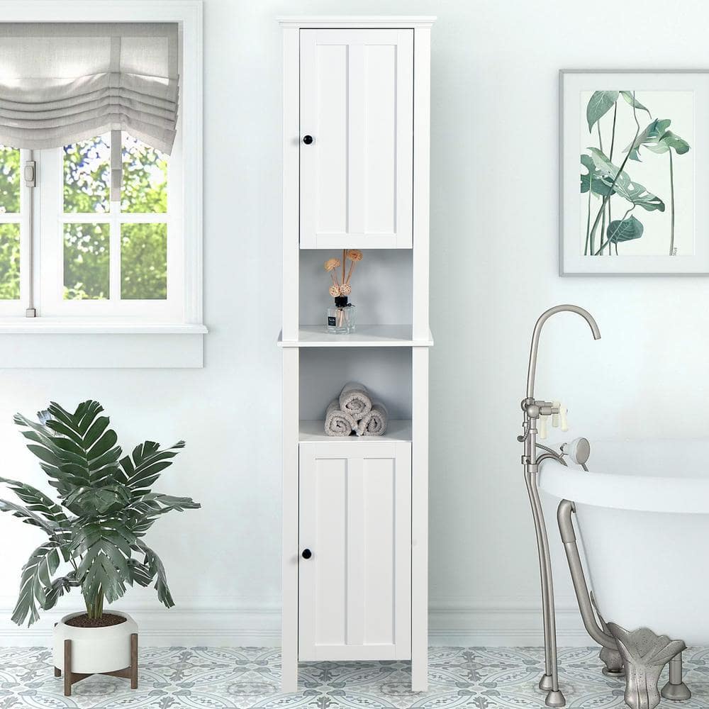 Cesicia 15.8 in. W x 11.8 in. D x 67 in. H White Bathroom Linen Cabinet (2)