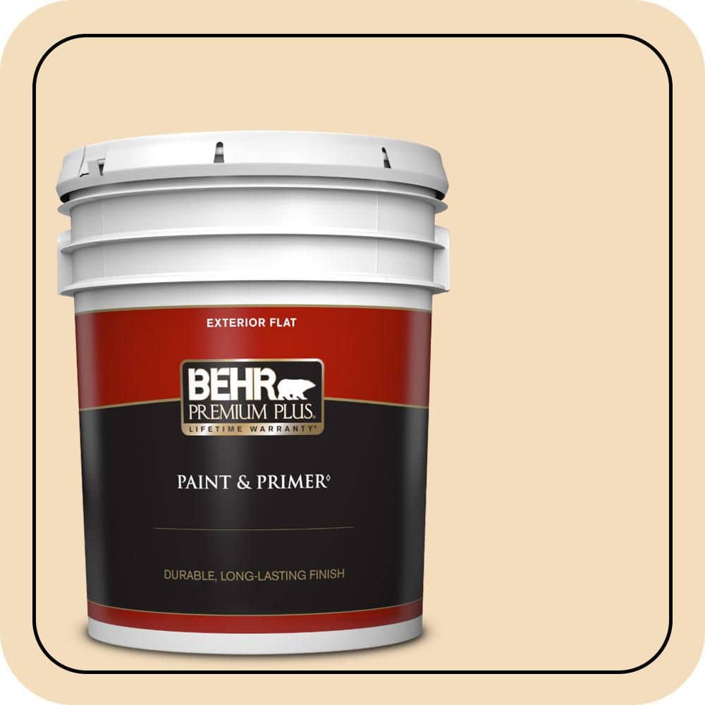 BEHR PREMIUM PLUS 5 gal. #YL-W01 Spinning Silk Flat Exterior Paint & Primer