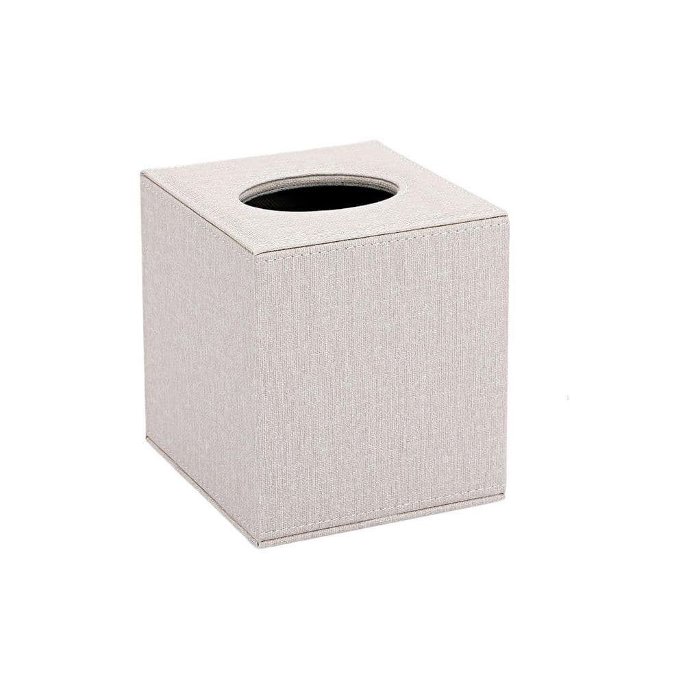 Wudkey Square Linen Tissue Box Cover, Stylish Cube Tissue Holder, Magnetic Bottom Tissue Box, Tissue Box Cover, Beige