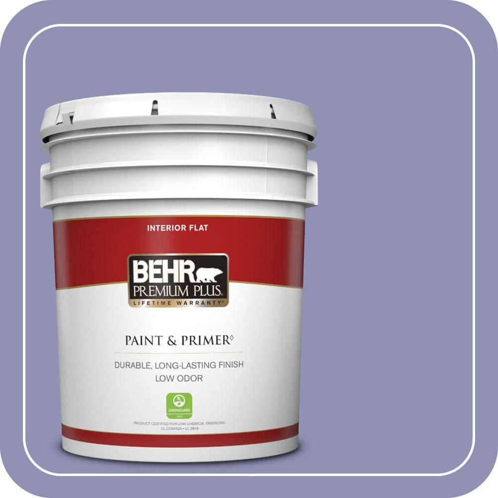 BEHR PREMIUM PLUS 5 gal. #630D-5 Wild Wisteria Flat Low Odor Interior Paint & Primer