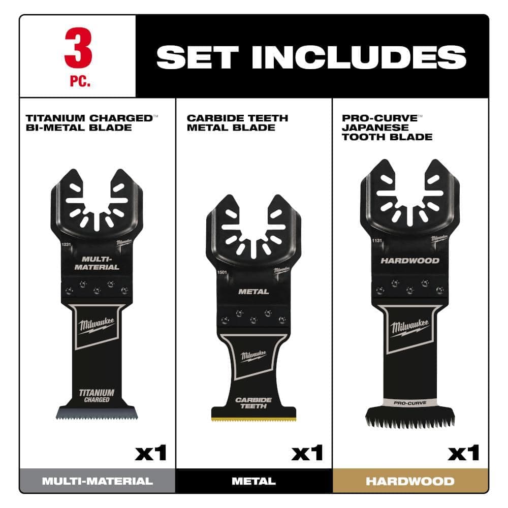 Milwaukee Oscillating Metal/Wood Cutting Multi-Tool Blade Kit (3-Piece) (4)