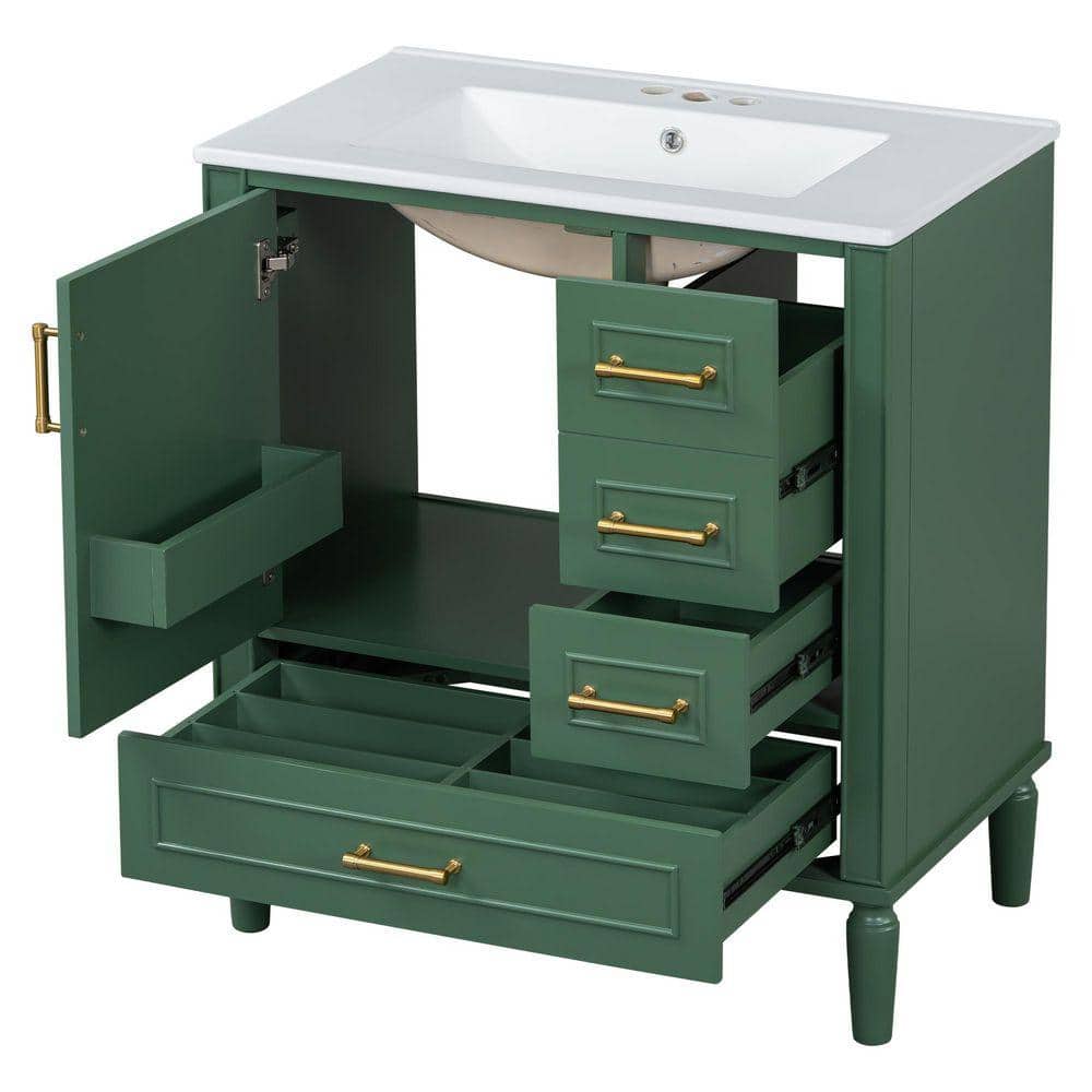 COWLOWN 30 in. W x 18.3 in. D x 34 in. H Bathroom Green Linen Cabinet (1)