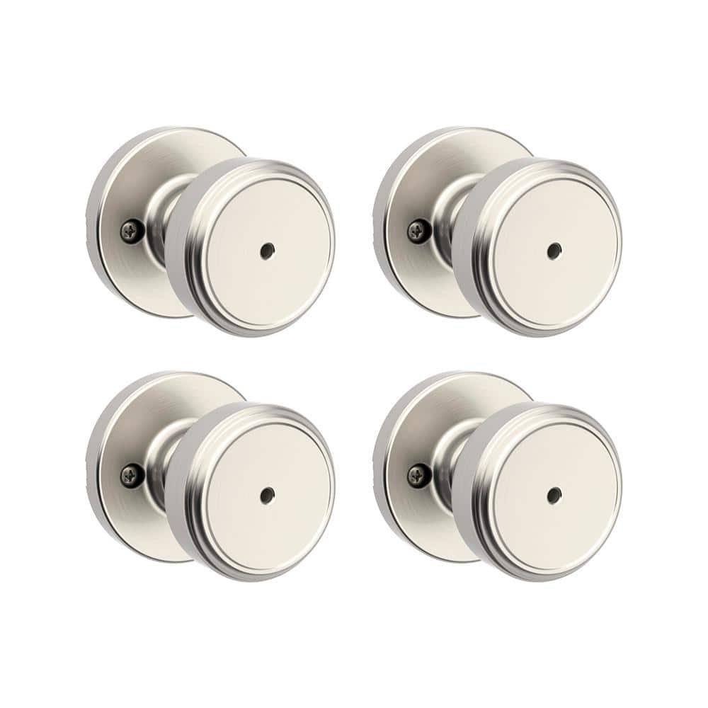 Kwikset Maven Satin Nickel Privacy Bed/BathDoor Knob 4-Pack