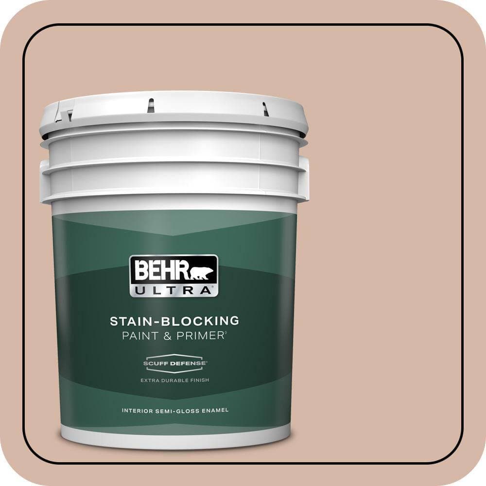BEHR ULTRA 5 gal. #S190-3 Sedona Pink Extra Durable Semi-Gloss Enamel Interior Paint & Primer