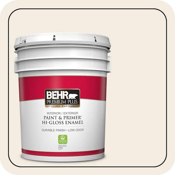 BEHR PREMIUM PLUS 5 gal. #W-F-210 Nude Hi-Gloss Enamel Interior/Exterior Paint & Primer (2)