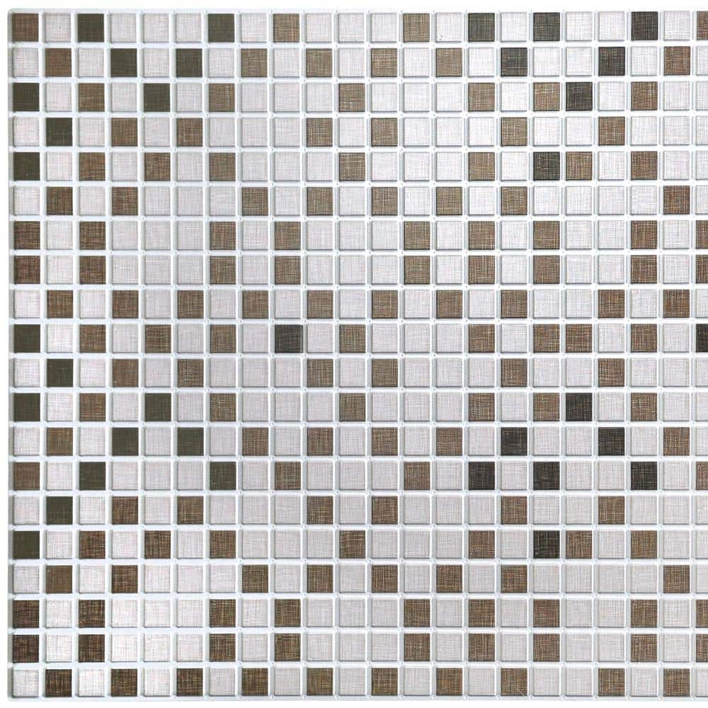 Dundee Deco 3D Falkirk Retro 1/100 in. x 38 in. x 19 in. Brown Grey Black Distressed Squares PVC Decorative Wall Paneling (5-Pack) (1)