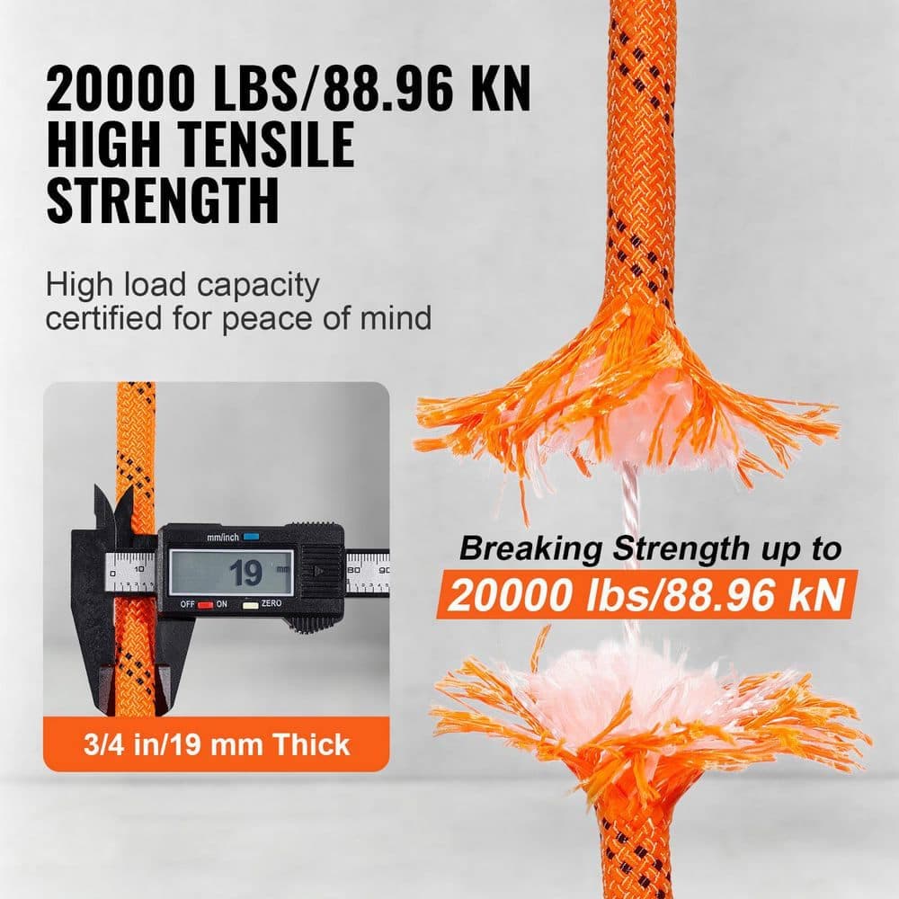 SKYSHALO Double Polyester Rope, 3/4 in. x 220 ft. 24 Strands, 12700 lbs. Breaking Strength Rope, Arborist Rigging Rope, Woven (3)
