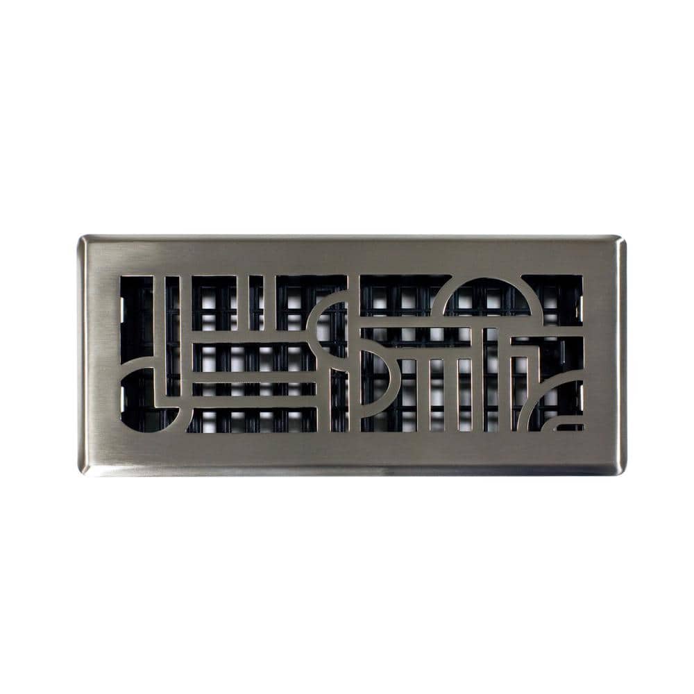 Decor Grates 4 in. x 10 in. Steel Floor Register, Brushed Nickel (3)