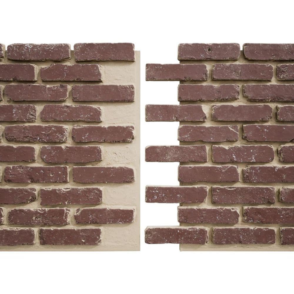 Ekena Millwork EverStone Aged Brick Faux Brick Panel, 46 7/8"W x 27"H x 1 1/4"D, Old Town Color (1)