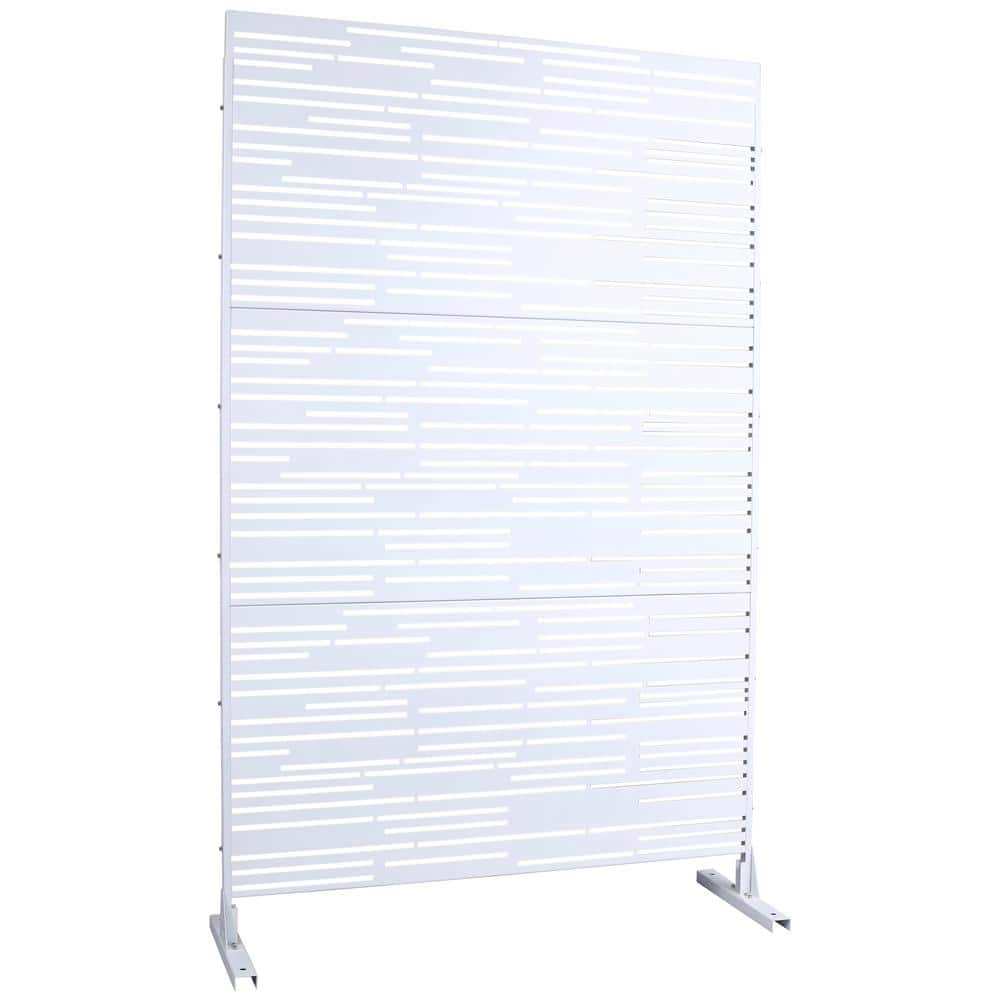 Unbranded 6.3 ft. H x 4 ft. W White Metal Outdoor Privacy Panels Garden Fence Panels Freestanding Decorative Screen Panel