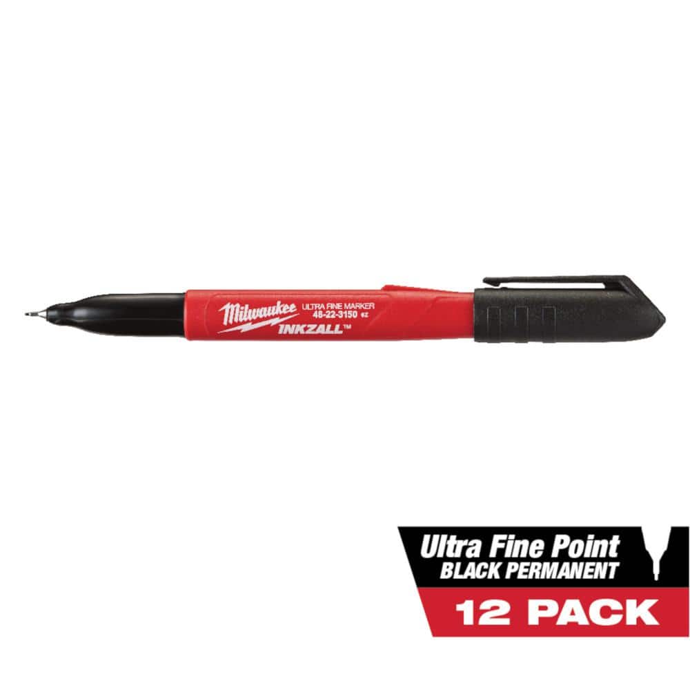 Milwaukee INKZALL Black Ultra Fine Point Jobsite Permanent Markers (12-Pack) (1)