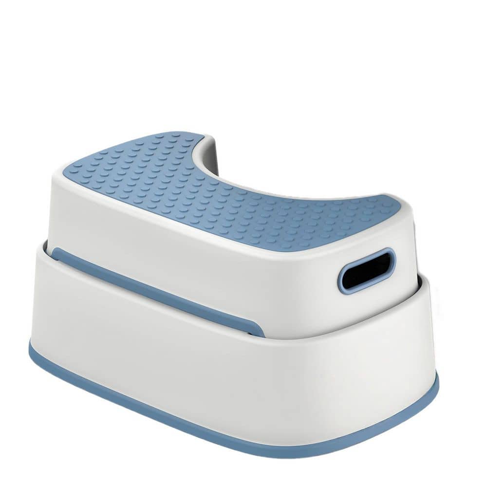 Numhew 1-Piece Bathroom Accessory Set with Squatting Toilet Stool, Anti-Slip Step Stool for Adults Kids in White Grayish Blue (1)